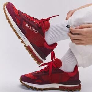 Lacoste Women's SZ 6 Elite Active Sneakers Burgundy/Red NWT Anthro-Free People